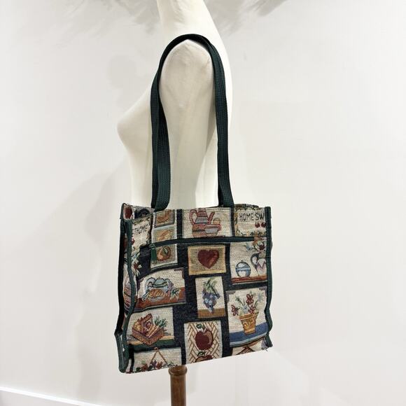 Vintage Home Sweet Home Needle Point Tapestry Should Bag With Mini Coin Purse - Picture 1 of 7